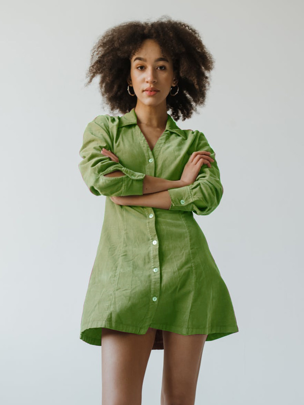 Woman in Long Sleeve Dress 10049500